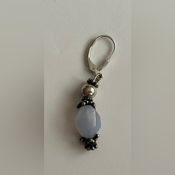 New Blue Stone and Silver Color Designs Earrings Handmade in USA - Picture 2 of 5